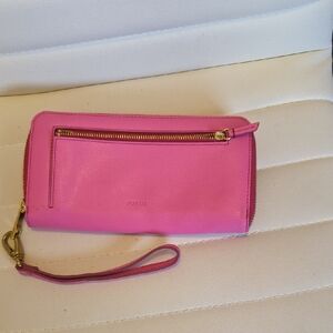 Fossil Vibrant Pink Wristlet Clutch